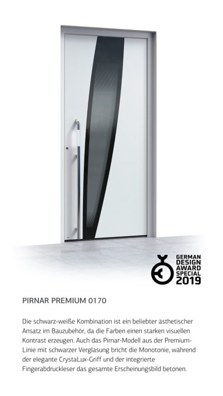 Premium 0170 Aluminium Haustüren von Pirnar mit ästhetischer Schwarz-Weiß Kombination